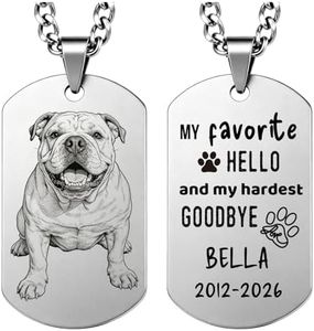 HINFKA Personalized Pet Memorial Necklace – Custom Dog or Cat Portrait Engraved Pendant with Photo and Name, Customized Keepsake Gifts for Pets Lovers