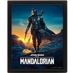 Pyramid International Star Wars: The Mandalorian 3D Lenticular Poster in Box Frame (Nightfall Design) 25cm x 20cm x 1.5cm - Official Merchandise, Black