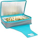 Juvale Insulated Thermal Casserole Carrier, Warmer Container to Keep Food Hot for Transport, Picnics (Teal and Gray, 16x10x4 in)