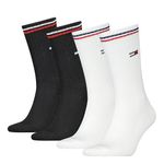 Tommy Hilfiger Unisex Crew Socks, White/Black, 9-11 UK
