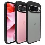 RIGGEAR Shockproof Sleek Hybrid Armor Back Cover Case Compatible with Google Pixel 9 / Pixel 9 Pro (Clear PC + Black TPU Bumper)