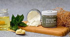 BODYcafe Body Butter For Unisex - After Shower Body Butter Infused With Indian Basil Tulsi & Vetiver EO, No Parabens, Silicones, Mineral Oil & Color, Suitable For All Skin Types (100g)