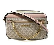 MICHAEL KORS Jet Set Saffiano Leather Crossbody Bag (Vanilla Sig Powder Blush)