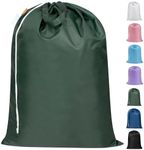 Polecasa Extra Large Heavy Duty Laundry Bag with 130gsm Tear Resistant Fabric and Handles, Easy to Carry Durable Dirty Clothes Drawstring Bag, Perfect for College Dorm,Travel, 28”x36”,Green