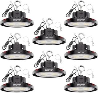 CINOTON UFO LED High Bay Light, 160W/120W/80W Switchable, AC100-277V LED Shop Lights with US Plug, 24000LM Dimmable 0-10V Commercial Bay Lighting for Garage Workshop 5000K Daylight-UL Listed, 8 Pack