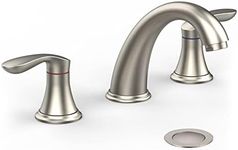 Bathroom Sink Faucet, Faucet for Bathroom Sink, Widespread Brushed Nickel Bathroom Faucet 3 Hole with Stainless Steel Pop Up Drain and cUPC Lead-Free Hose - (Brushed Nickel)