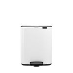 Brabantia Bo Pedal Bin 12L (White), Soft Closing Waste Bin with Light Pedal Operation, Easy to Clean Removable Plastic Inner Bucket with Free PerfectFit Rubbish Bags Included