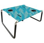 Neso Portable Beach Table with Cup Holders, Cell Phone Pockets, Lightweight for Picnics and Parks (Aqua Fronds)