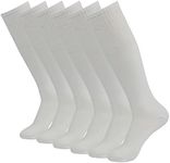 HAPYCEO Mens Softball Socks, Women Long Tube Knee High Breathable Bulk Soccer Baseball Football Uniform Casual Team Socks 6 Pairs White