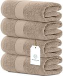 White Classic Luxury Taupe Bath Towels Extra Large | 100% Soft Cotton 700 GSM Thick 2Ply Absorbent Quick Dry Hotel Bathroom Towel for Home, Gym, Pool | 27x54 Inch | Taupe | Set of 4