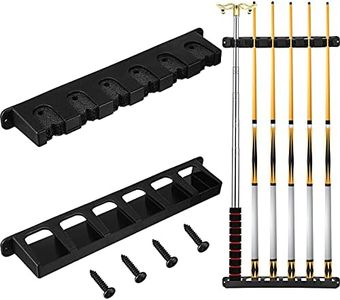 Skylety 2 Pieces 6 Pool Cue Rack, Pool Stick Holder Wall Mounted Table Sticks, Pool Balls Billiard Pool Table Accessories for Game Room Pool Bars Clubs Billiard Players