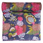 Kirti Textile and Handicraft Cotton Handmade Queen Size Throw Kantha Quilt (Multicolour)