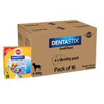 Pedigree Dentastix Small Breed (5-10 kg) Oral Care Dog Chew Treat, Reduces Plaque And Tartar Buildup, Pack of 16 - Value Pack ( 4 X 4 Monthly Pack)