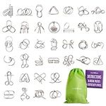 THE TWIDDLERS 36 Metal Brain Teaser Puzzles for Kids & Adults (4 Levels) - Disentanglement Mind Teaser Puzzles with Pouch - Party Favor, Educational Gift