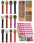 Pez Dispenser Set Bundle with 12 Marvel Pez Characters, Pez Sweet Candy Refills, and Game Challenge Card (12x17g) | Excellent Treats as Birthday Gifts and Stocking Fillers