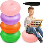 Lewtemi 4 Pcs Flexible Seating for Classroom 16.8 Inch Elementary Yoga Ball Chairs for Kids Inflatable Ball Office Chair Stability Balance Trainer with Black Inflator for Student Desk(Vivid Color)
