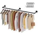 Greenstell Wall Mounted Garment Rack, 73.5" Hanging Clothes Rail, Space-Saving Heavy Duty Garment Bar, Multi-Function Wall Mounted Tidy Rack for Bedroom, Living room, Kitchen (1 pack)