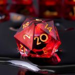 YEMEKO Beholder'S Eye D20 Dice Dragon Eye DND Dice Single with Resin Sharp Edge 20 Sided D&D Dice, 22Mm Handmade Polyhedral for Dungeons and Dragons, RPG, Roleplaying Games MTG Table Games(Red Gold)