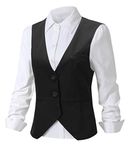 Foucome Women's Formal Regular Fitted Business Dress Suits Button Down Vest Waistcoat, Black, Medium