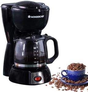 Wonderchef Onyx Brew Coffee Maker | Drip Coffee | 6 Cups Coffee | 750 ml Borosilicate Glass Carafe with Hot Plate | Anti Drip| Auto Shut Off | Reusable Conical Filter | 600W | 2 Year Warranty