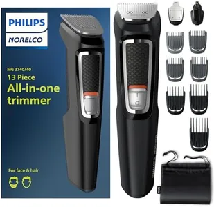 Philips Norelco Multi Groomer All-in-One Trimmer Series 3000-13 Piece Mens Grooming Kit for Beard, Face, Nose, Ear Hair Trimmer and Hair Clipper - NO Blade Oil Needed, MG3740/40