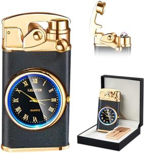 SKRFIRE Electric Plasma Electric Arc Lighter, Windproof Lighters, Metal Lighter Luminous Real Watch dial LED Lighting (Black Matte)