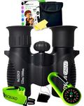 Living Squad Kids Binoculars 8x21 - Kids Age 3-12, Shock Proof Compact Binoculars for Kids Set with High Resolution Optics Toys for Bird Watching, Stargazing, Hunting, Hiking, with Case, Neck Strap