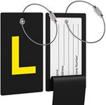 Luggage Tag Initial Bag Tag - Fully Bendable Tag w/ Stainless Steel Loop