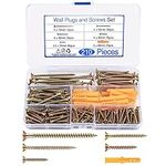 210 Pcs Wood Screws Assortment Set, Self Tapping Countersunk Head Screws, Self Drilling Cross Flat Head Brass Zinc Screws for Wood, with 20 Pcs M6 Screw Anchors