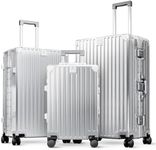 ALPHA CAMP 3 Piece Zipperless Luggage Set, Aluminum Frame, 20/24/28 Inch