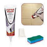 ISPAR Tile Grout Repair Set for Wall and Floors Tile Joints with Spatula and Sponge, Repair Mortar, Fill and Reviver The Joints, Quick-Drying, Ready Mixed Grout (White)