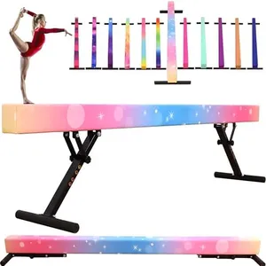 defulion 8 Ft Gymnastic Balance Beam with Adjustable Height from 7 inch to 22inch for Kids Children Home Practice, Adjustable Balance Beam with Leg, High and Low Floor Gymnastic Training Beam