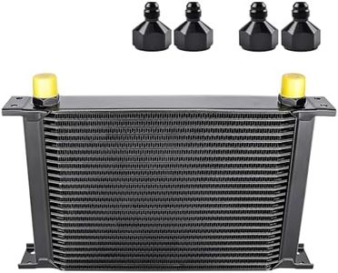 EVIL ENERGY 25 Row Oil Cooler, 10AN Stacked Plate Transmission Engine Cooler Universal British Radiator Aluminium Black