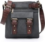 Dasein Top Belted Crossbody Bags for Women Soft Leather Messenger Bag Shoulder Bag Travel Purse (large size-dark grey)