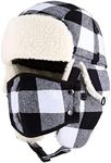 CHOK.LIDS Lumberjack Plaid Winter Trapper Unisex Premium Extra Strength Sherpa Ear Flap Chin Strap Cold Weather Outdoor Hat (White Plaid)