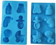 Bakefy� Baby Shower Baby Shower Seris Silicone Soap Mold/Baby Carriages Bottle Little Feet Bear Fondant Mold,Chocolate Mold for Sugarcraft,Cake Decoration,Candy Making,Cupcake Topper,Polymer Clay