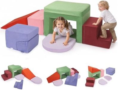 Krovtoy 7-Piece Soft Foam Climbing Blocks, Toddler Soft Play Set with Non-Slip Bases & Washable Covers, Indoor Play Equipment for Crawling, Climbing & Creative Play, Colourful