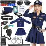 Luucio Police Officer Costume for Girls, Police Costume for Kids Girls with Police Gear Uniform, Halloween Costumes for Girls