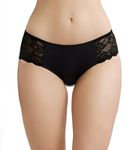 NICSY Panty for Womens Underwear Cotton Bikini Panties Side Lace Soft Hipster Panty Ladies Stretch Full Girls Briefs Panties Pack (M, (Pack of 1 Black) Lace Panty)