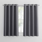PONY DANCE Grey Blackout Curtains 54 Inch Drop for Bedroom Eyelet Thermal Insulated Curtains & Drapes Short Room Darkening Drapes for Window Treatment Living Room/Kitchen, 2 Panels, W52 X L54, Gray