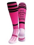 WackySox Go Hard or Go Home Pink Rugby Socks, Tour Socks, Hockey Socks, Sports Socks for Men and Women - Suitable for Football, Hockey, and Running Socks