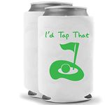 I'd Tap That Golf Coolie | Funny Novelty Can Cooler Huggie - Set of two (2) | Beer Beverage Holder - Beer Gifts Home - Quality Neoprene Can Cooler