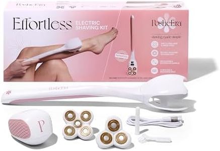 PosheEra Self-Care Shave Kit | Friction-Fit Handle for Easy Reach & Comfort | 3 & 5 Petal Shave Heads | USB Charging | Smooth