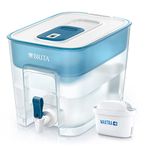 BRITA Flow XXL fridge water filter tank for reduction of chlorine, limescale and impurities, 8.2 L -Blue