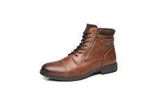 IVACHY Mens Smart Business Work Office Ankle Boots Zip Lace-up Dress Shoes (8 UK, 88TAN, numeric_8)