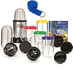 Compact Countertop Magic Bullet Blender Multipurpose Appliance 18-Piece Express Mixing Set, Bones 10 Second Recipe Book Plus 1 Prestee Premium Yoga Strap