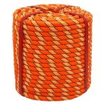 Arborist Rigging Rope Bull Rope Orange (1/2 in x 200 ft) Polyester Braided Arborist Rope 48 Strands for Various Outdoor Applications Construction Climbing Swing Sailing