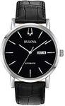 Bulova Classic Automatic Men's Stainless Steel with Black Leather Strap, Silver-Tone (Model: 96C131)