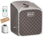 COSTWAY Portable Steam Sauna Tent, Folding Personal Full Body Spa Home Sauna with 1000W Generator, 9 Levels Temperature, Timer, Chair & Foot Massage Roller, Therapy Detox Room Steam Cabin (Grey)