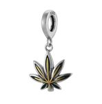 Weed Hemp Leaves Marijuana Leaf Hiphop 925 Sterling Silver Charm Bead For Pandora & Similar Charm Bracelets or Necklaces, Silver, No Gemstone